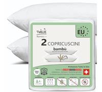 Twillie Copri Cuscino 65 x 100 (Set da 2) Bambù - Qualità Superiore - Impermeabile, Zip e Anti-Acne - con Cotone Naturale, Trattamento Svizzero Sanitized® Anti-Acari Antibatterico - Made in UE