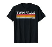 Twin Falls Idaho, Design retrò a Righe, Stile Vintage, con Città Maglietta