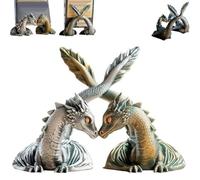 Twin Flame Dragon Bookshelf, 3D Print Dragon Decor Bookends, Christmas Ancient Fantasy Gothic Decor Bookshelf Home Office Desk, Gift for Dragons Lovers and Reading Enthusiasts(1SET)