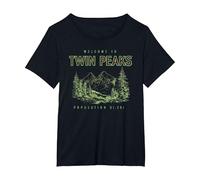 Twin Peaks Souvenir Welcome to Twin Peaks TV Show Maglietta, Donna Plus-Size, Nero, 5X