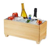 Twine Seau à Glace en Bois et Métal galvanisé Secchiello Legno e refrigeratore per Birra, può Contenere 4 Bottiglie di Vino o 18 Litri
