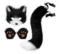 Twinice 1 Set Di Maschera Di Gatto Di Volpe, Costume Di Volpe, Coda Di Pelry Zampa, Set per Masquerade, Festa Di Cosplay, Maschera Therian di Halloween