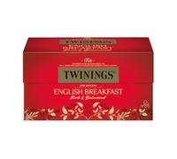 Twinings, English Breakfast Tea, Classics, tradizionale miscela di Tè Neri dal gusto forte e deciso, Confezione da 25 Filtri + 1 Bustina Omaggio di Tè Verde