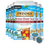 Twinings Brew Over Ice Unsweetend Black Iced Tea K-Cup Pods for Keurig, Caffeinated, 12 Count (Pack of 6)