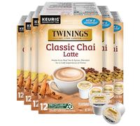 Twinings Chai Latte Black Tea K Coppa per Keurig, 12 pezzi (6 pezzi), cremoso, leggermente dolce, meno zucchero, caffeinato, goditi caldo o ghiacciato