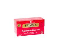Twinings, English Breakfast Tea, Classics, tradizionale miscela di Tè Neri dal gusto forte e deciso, Confezione da 25 Filtri + 1 Bustina Omaggio di Tè Verde