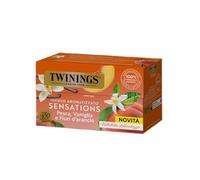 Twinings, Infuso Aromatizzato Sensations Pesca, Vaniglia e Fiori d’arancio, Gusto Dolce e Setoso, Senza Caffeina, Infusi e Tisane, 1 Confezione da 20 Filtri