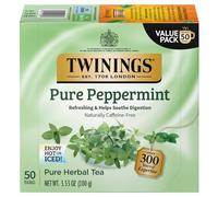 Twinings Pure Peppermint Tea - Naturally Caffeine Free, Refreshing Mint Erbe Tea Bags Individually Wrapped, 50 Count