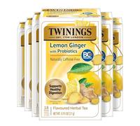 Twinings Superblend Probiotics+ - Tisana aromatizzata al limone e zenzero, con curcuma, senza caffeina, 18 pezzi (confezione da 6), da gustare calda o fredda