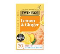 Twinings Tè aromatizzato al limone e zenzero, 20 bustine biodegradabili senza caffeina, con aroma di limone piccante e zenzero piccante, bevanda rinfrescante e lenitiva