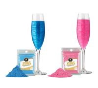 Twinkle my Drink® Brillantini commestibili per bevande blu e rosa - Decorazione per la festa della rivelazione di genere - Brillantini commestibili per spumanti e liquori - 12 g per oltre 120 bevande