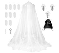 Twinkle Star Zanzariera da viaggio con borsa da viaggio e gancio da soffitto autoadesivo, per la casa e i viaggi, extra grande, per letto matrimoniale e singolo, colore: bianco