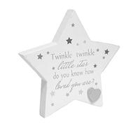 Twinkle Twinkle 3139 - Targa a forma di stella, colore: Bianco e Argento
