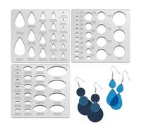 TWINKLEMON 3 stencil in metallo, stencil a forma di ellisse a goccia, riutilizzabili, strumento per disegno a cerchio, set di stencil geometrici per braccialetti fai da te, orecchini, disegno, diario