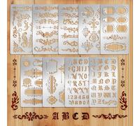 TWINKLEMON 9 stencil in metallo a forma di lettere dell'alfabeto, stencil per bruciare il legno, riutilizzabili, per diari, bordo, lettering, per fai da te, pittura, disegno, planner, scrapbooking