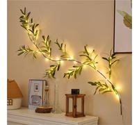 Twinkling Tree Olive Vine, Fairy Light Olive Vine Garland with Warm White LED, Artificial Greenery with Lights, Table Decor for Christmas Spring Fireplace Mantle Battery Operated(B,2pcs)