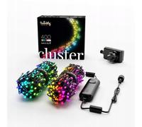 Twinkly Cluster 400 LED RGB+Bianco, Striscia Densa di Luci LED Esterno e Interno, Luci LED Smart Multicolore, Compatibile con Alexa e Google Home, Gaming, IP44, Controllo App, Filo Nero, 6m