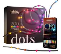 Twinkly Dots 10m, Striscia LED Multicolore per Esterno e Interno, Striscia LED RGB Flessibile, Compatibile con Alexa e Google Home, IP44, 16M+ Colori, Controllato da App, Filo Nero, 200 LED