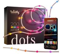 Twinkly Dots 10m, Striscia LED Multicolore per Esterno e Interno, Striscia LED RGB Flessibile, Compatibile con Alexa e Google Home, IP44, 16M+ Colori, Controllo App, Filo Trasparente, 200 LED