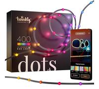 Twinkly Dots 20m, Striscia LED Multicolore per Esterno e Interno, Striscia LED RGB Flessibile, Compatibile con Alexa e Google Home, IP44, 16M+ Colori, Controllato da App, Filo Nero, 400 LED