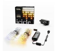 Twinkly Icicle 190 LED Bianco, Luci a Cascata LED Esterno e Interno, Luci LED Smart Bianco Caldo e Freddo, Compatibile con Alexa, Google Home, IP44, Controllo da App, Filo Trasparente, 5.5m