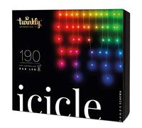 Twinkly Icicle 190 LED RGB, Luci a Cascata LED Esterno e Interno, Luci LED Smart Multicolore RGB, Compatibile con Alexa, Google Home, IP44, Controllo da App, Filo Trasparente, 5.5m