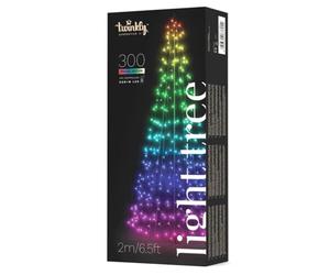 Twinkly Light Tree 3D 2m, Albero Natale a Pennone Interni ed Esterni, Albero Preilluminato 300 LED Mappabili RGB+Bianco, Compatibile Alexa e Google Home, IP44, Decorazione Natalizia Controllata da App