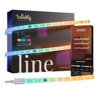 Twinkly Line Starter Kit 1.5m, Striscia LED Multicolore, Kit con Controller Intelligente, Compatibile con Alexa e Google Home, Luci Gaming, 16M+ di Colori, Controllato da App, Filo Bianco