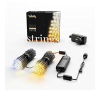 Twinkly Strings 250 LED Bianchi, Striscia Luci LED per Esterno e Interno, Luci Smart Bianco da Caldo a Freddo, Compatibile con Alexa e Google Home, IP44, Controllo da App, Filo Nero, 20m