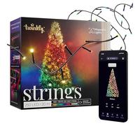 Twinkly Strings 250 LED RGB+Bianco, Striscia di Luci LED per Esterno e Interno, Luci Smart Multicolore, Compatibile con Alexa e Google Home, Luci Mappabili, IP44, Controllo App, Filo Nero, 20m