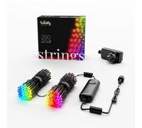 Twinkly Strings 250 LED RGB, Striscia di Luci LED per Esterno e Interno, Luci Smart Multicolore, Compatibile con Alexa e Google Home, Luci Mappabili, IP44, Controllo App, Filo Nero, 20m