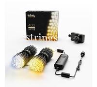 Twinkly Strings 400 LED Bianchi, Striscia Luci LED per Esterno e Interno, Luci Smart Bianco da Caldo a Freddo, Compatibile con Alexa e Google Home, IP44, Controllo da App, Filo Nero, 32m