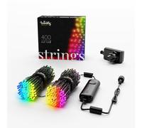 Twinkly Strings 400 LED RGB, Striscia di Luci LED per Esterno e Interno, Luci Smart Multicolore, Compatibile con Alexa e Google Home, Luci Mappabili, IP44, Controllo App, Filo Nero, 32m