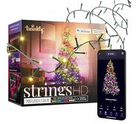 Twinkly Strings HD - 700 RBG + Warm White LEDs, 38.5 Meters, Green Wire, Indoor/Outdoor Lighting Decoration