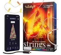 Twinkly Strings USB-C Candle 200 LED, Striscia Luci LED a Forma Candela, Luci LED Multicolore RGB, Luci San Valentino, Compatibile con Alexa, Google Home, Luci Mappabili, USB C, Filo Trasparente, 12m