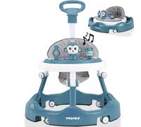 Twinky® Girello Neonato - Girello Pieghevole per Bambini con Set di Giochi Interattivi e Maniglione di Spinta, Tappetino da Gioco Incluso - Girello Prescolare Robusto Regolabile in 4 Direzioni