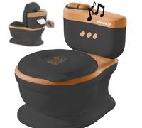 Twinky® Vasino per neonati e bambini - 3 in 1 Potty Trainer & WC per bambini con suono di risciacquo, design compatto, musica e portarotolo - sedile WC perfetto per bambini - nero.