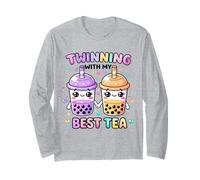 Twinning with My Best Tea Carino Kawaii Boba Drink per Gli Amici Maglia a Manica