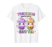 Twinning with My Best Tea Carino Kawaii Boba Drink per Gli Amici Maglietta