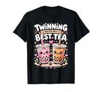 Twinning with My Best Tea Carino Kawaii Boba Drink per Gli Amici Maglietta