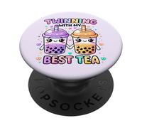 Twinning With My Best Tea Carino Kawaii Boba Drink per gli amici PopSockets PopGrip Adesivo