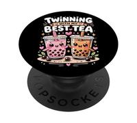 Twinning With My Best Tea Carino Kawaii Boba Drink per gli amici PopSockets PopGrip Adesivo