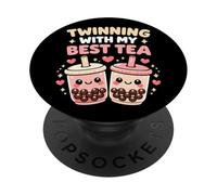 Twinning With My Best Tea Carino Kawaii Boba Drink per gli amici PopSockets PopGrip Adesivo
