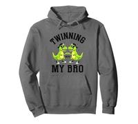 Twinning with My Bro Funny Dinosaur Twin Day Spirit Week Felpa con Cappuccio