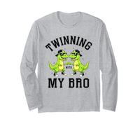 Twinning with My Bro Funny Dinosaur Twin Day Spirit Week Maglia a Manica