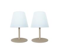 Twins Cream Set di 2 lampade LED da tavolo senza fili, altezza 16 cm