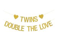 Twins Double the Love Banner - Forniture per feste per baby shower - Twins 1st Birthday - We are One Oh Babies Party Decoration - Glitter oro