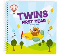 Twins First Year - Album fotografico con copertina rigida, motivo: orsacchiotto, per primo anno e primo anno, idea regalo perfetta e unica per baby shower e regali di compleanno