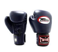 TWINS Guanti da boxe in pelle, blu, Muay Thai, guantoni da boxe in pelle, taglia MMA 16 oz