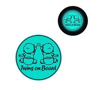 Twins on Board adesivi per auto, Nouiroy Baby in Car Love Twin Heart Strong Reflective Baby Caution Decals and Stickers 18,4 x 18,4 cm Car Window Bumper Safety Warning Sign Auto Vinyl Sticker, Sky